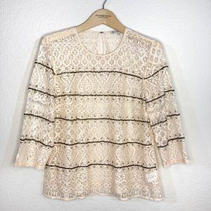 Madewell Broadway Broome Lace Beaded Top Sheer S